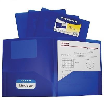 Two-Pocket Heavyweight Poly Portfolio Folder, Red (Set of 25 Folders)