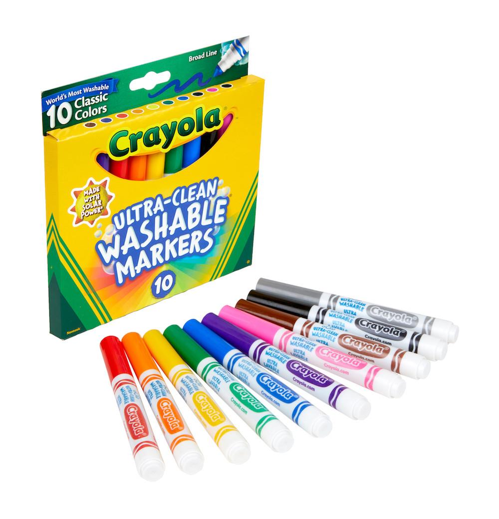 Crayola Ultra-Clean Washable Marker Set - Bold Colors, Broad Tip, Set of 10