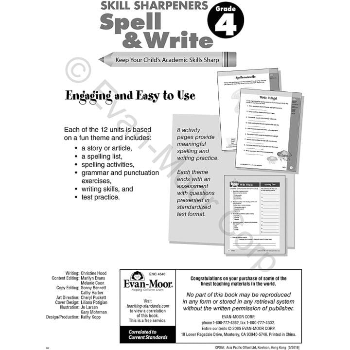Skill Sharpeners Spell & Write Gr 4 The School Box Inc