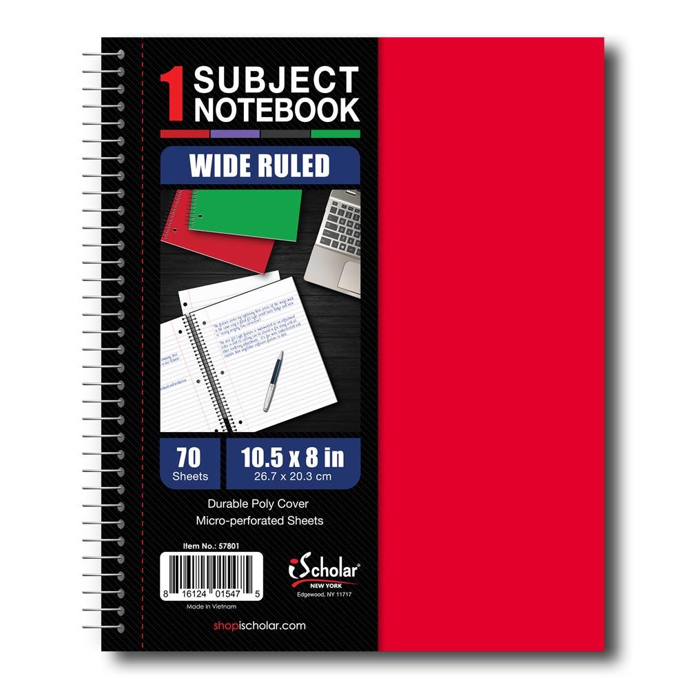 1 Subject 6 Pack 70 Sheets Colored Note Books Spiral Notebooks Home School Supplies for College Students & K-12 College Ruled Paper 10 1/2 x 8” Lined Paper Assorted Colors 
