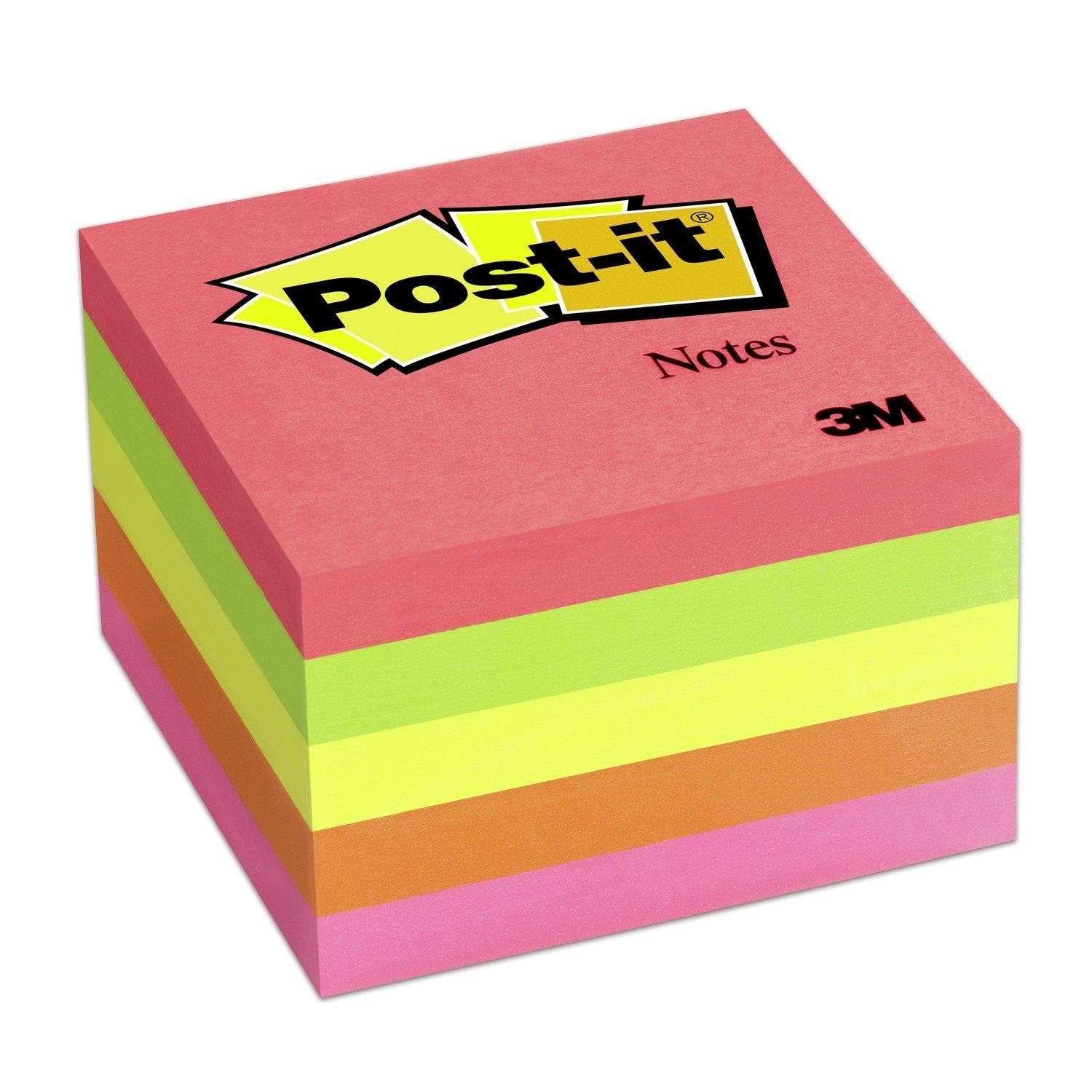  Post-it Notes - Mini Cube - Pink Coral, Neon Orange, Neon  Pink, Neon Orange - 400 Sheets - 51 mm x 51 mm : Office Products
