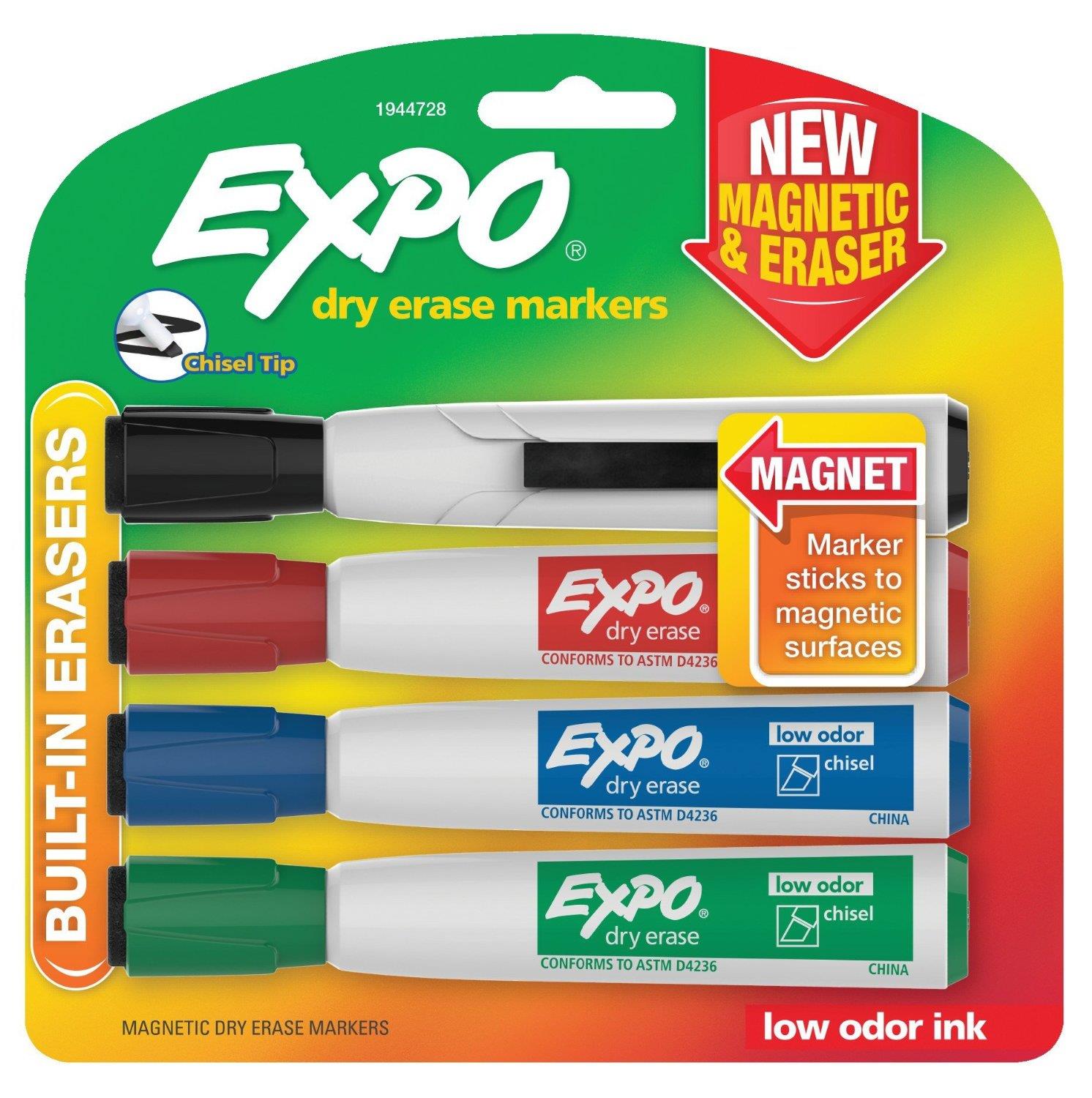 Expo Dry-Erase Set, w/4 Markers/Eraser/Spray, Fine Tip, Assorted PK  SAN80675