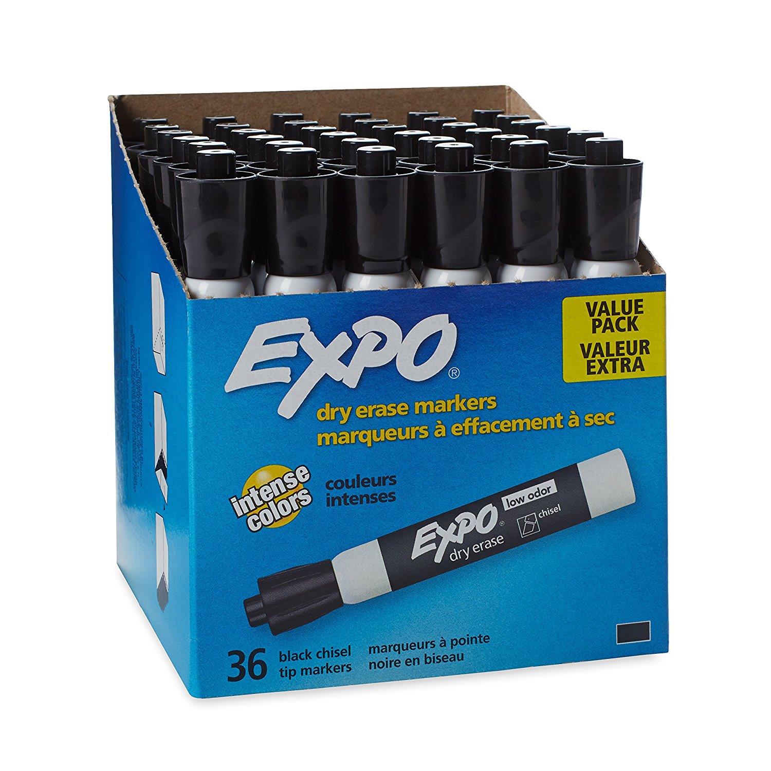 36) Pack Small Black Dry Erase Markers with Eraser Caps – KleenSlate