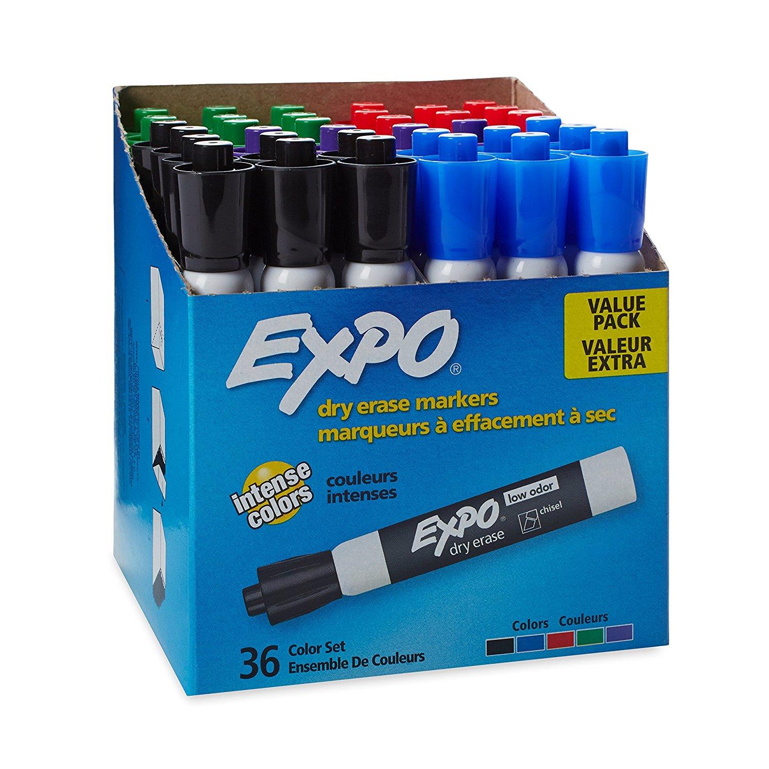 Comix Dry Erase Markers, Chisel Tip White Board Markers, 36 Bulk Assorted Colors Low Odor Markers for Kids Teachers Office Scho