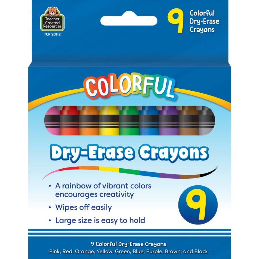 Teacher Created Resources Colorful Dry-Erase Crayons