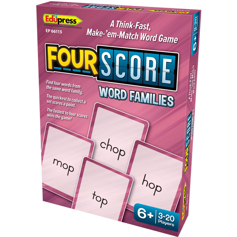 Word Families Four Score Card Game - The School Box Inc