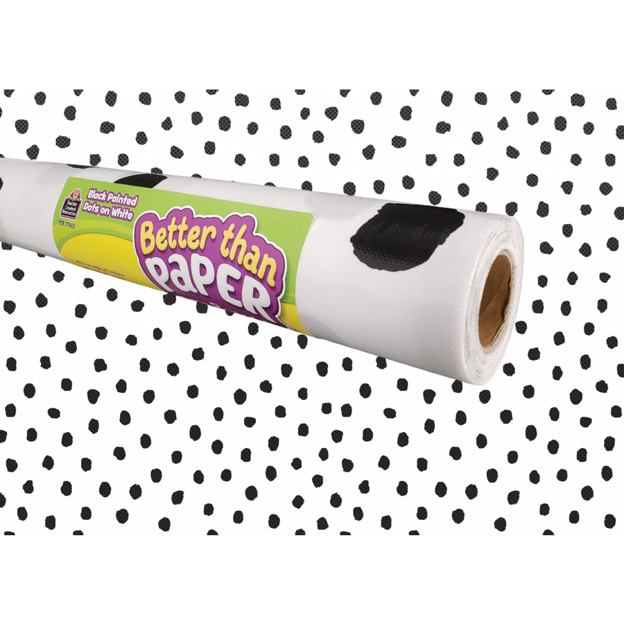 Better Than Paper Bulletin Board Roll, Black Painted Dots on White