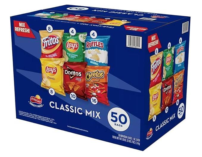 Lay's Classic Mix Variety Pack - 2 oz, 1.50 oz, 1.75 oz - 50 / Box LAY70227-50