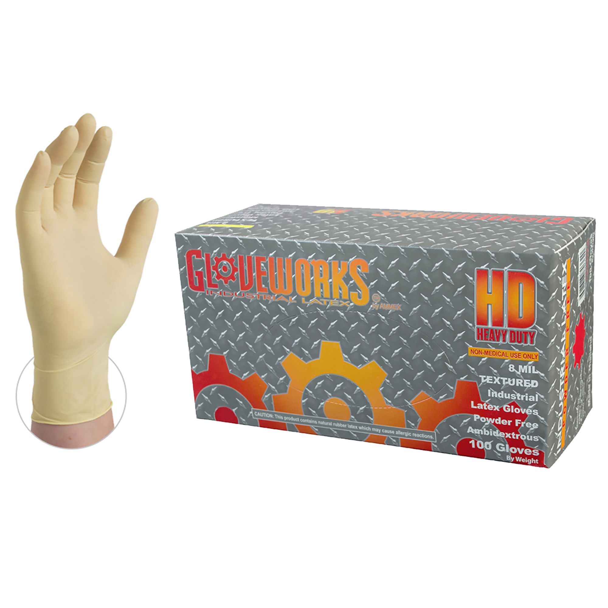 Gloveworks HD Latex PF Ind Gloves - PowerClean Enterprises