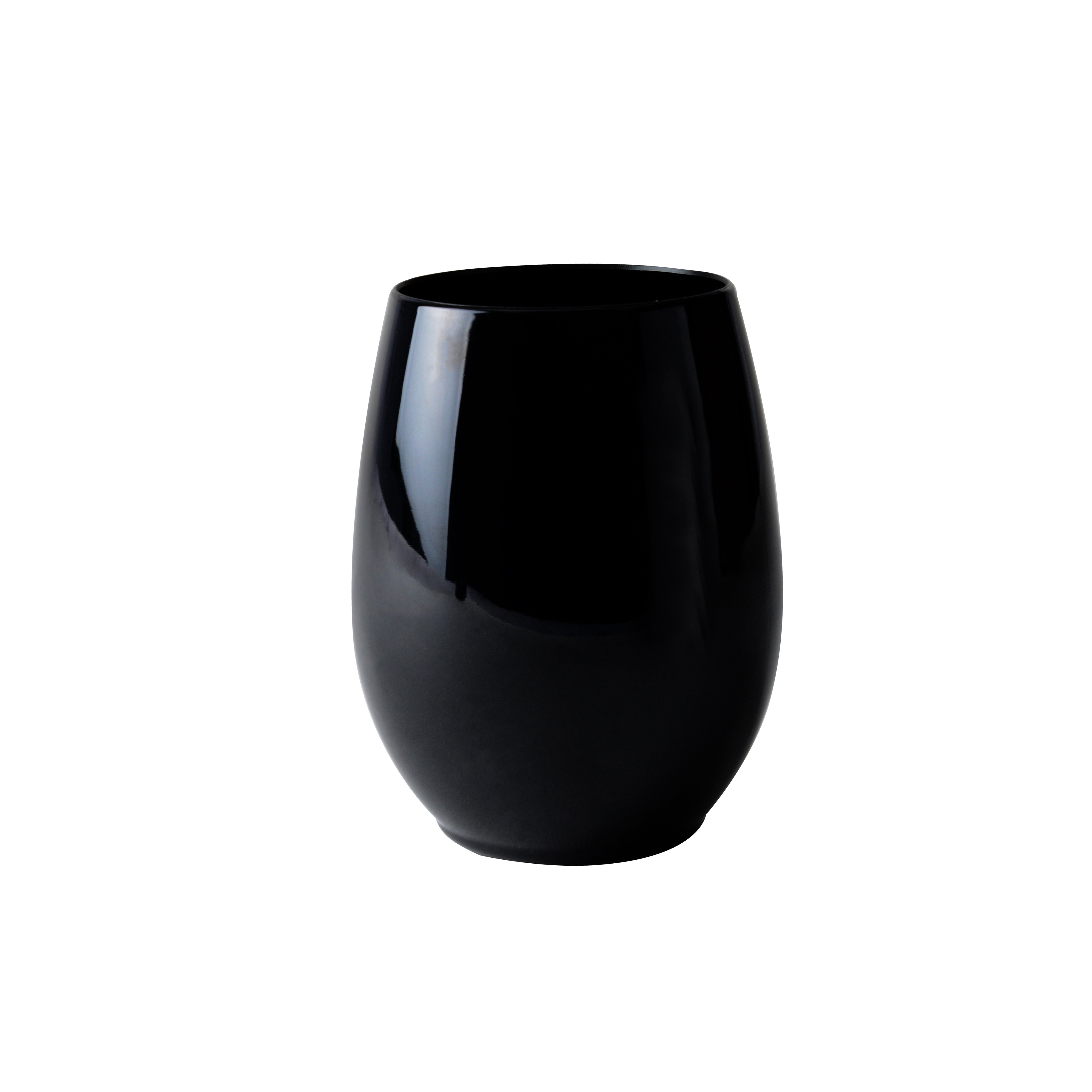 Fineline 2722-BK Renaissance 12 oz. Stemless Black Plastic Wine Glass -  48/Case