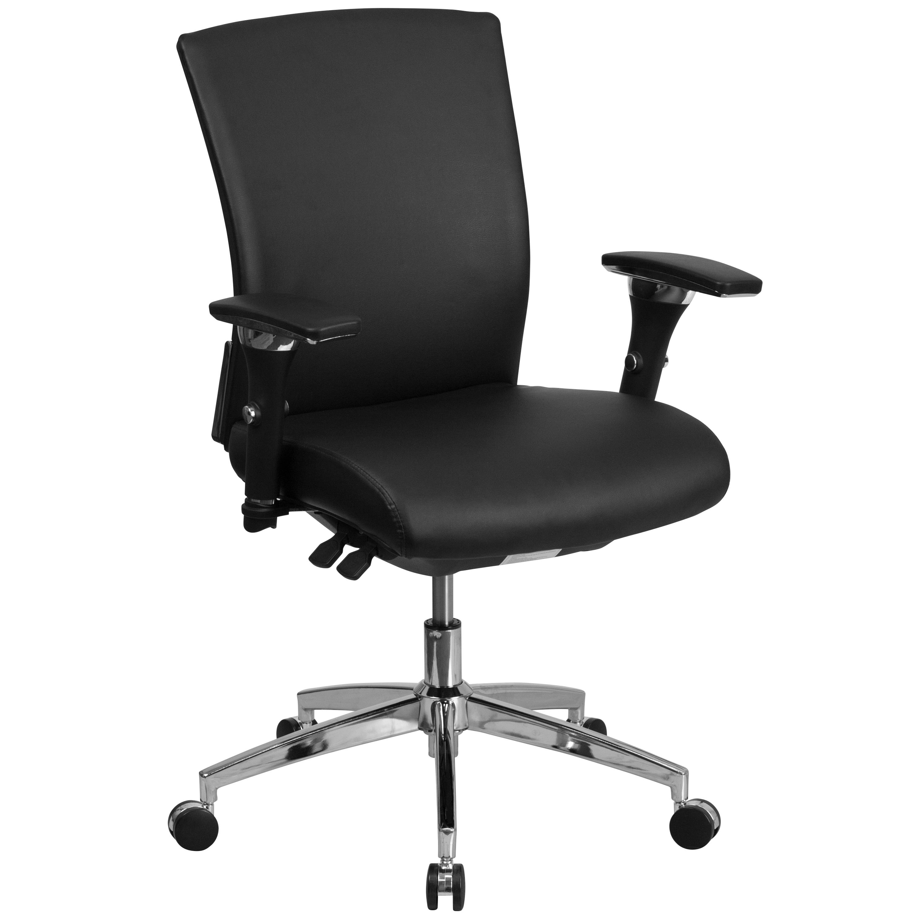 Hercules Series 24 7 Intensive Use 300 Lb Rated Black Leathersoft Multifunction Ergonomic Office Chair With Seat Slider Tonerquest