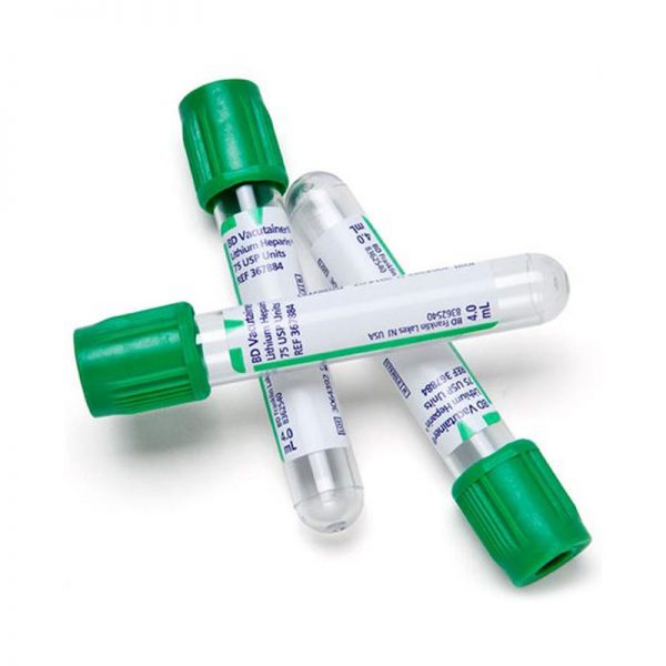 Vacutainer Blood Collection Tube with Lithium Heparin, Plastic, Green
