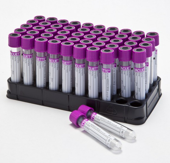 Vacuette Venous Blood Collection Tube Whole Blood K3 Edta Additive 13 X 75 Mm 4 Ml Lavender Black Ring Pull Cap Polyethylene Terephthalate Pet Tube Us Labels And Materials Group