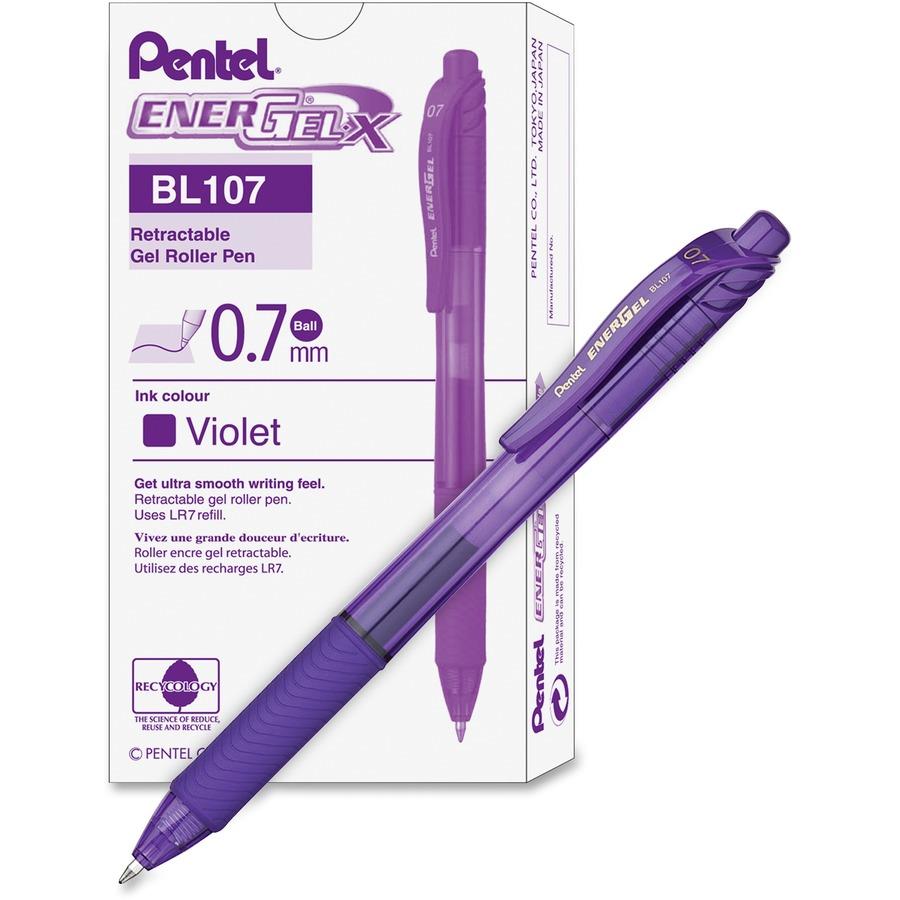 Pentel EnerGel-X Retractable Gel Pens - Medium Pen Point - 0.7 mm Pen Point  Size - Refillable - Retractable - Violet Gel-based Ink - Violet Barrel -  Metal Tip - ICC Business Products