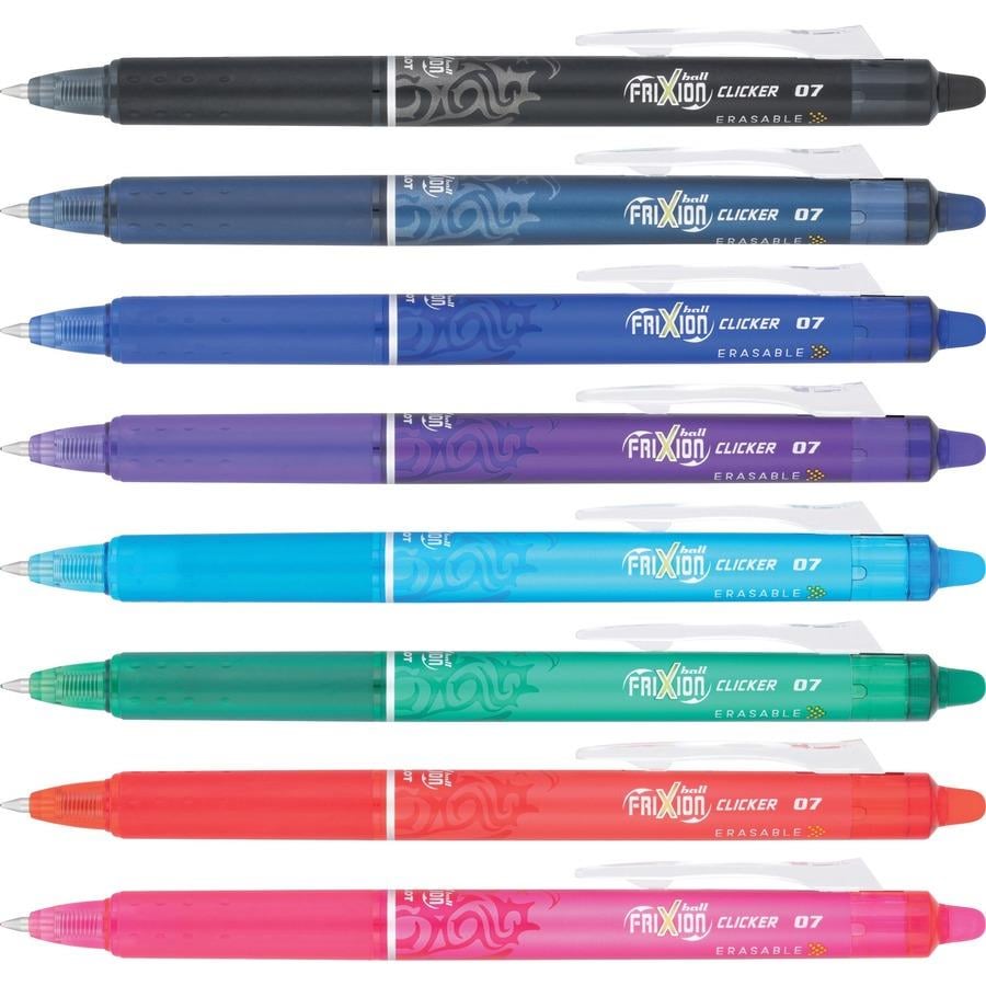 Pilot FriXion Ball Clicker Erasable Gel Ink Retractable Pen, Fine Point,  0.7mm, 3 Pack (Black,Blue,Red) 