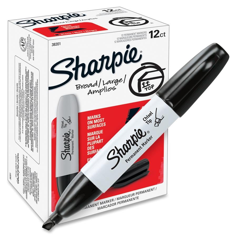 Sharpie Large Barrel Permanent Markers - Wide Marker Point - Chisel Marker  Point Style - Black Alcohol Based Ink - 1 Dozen