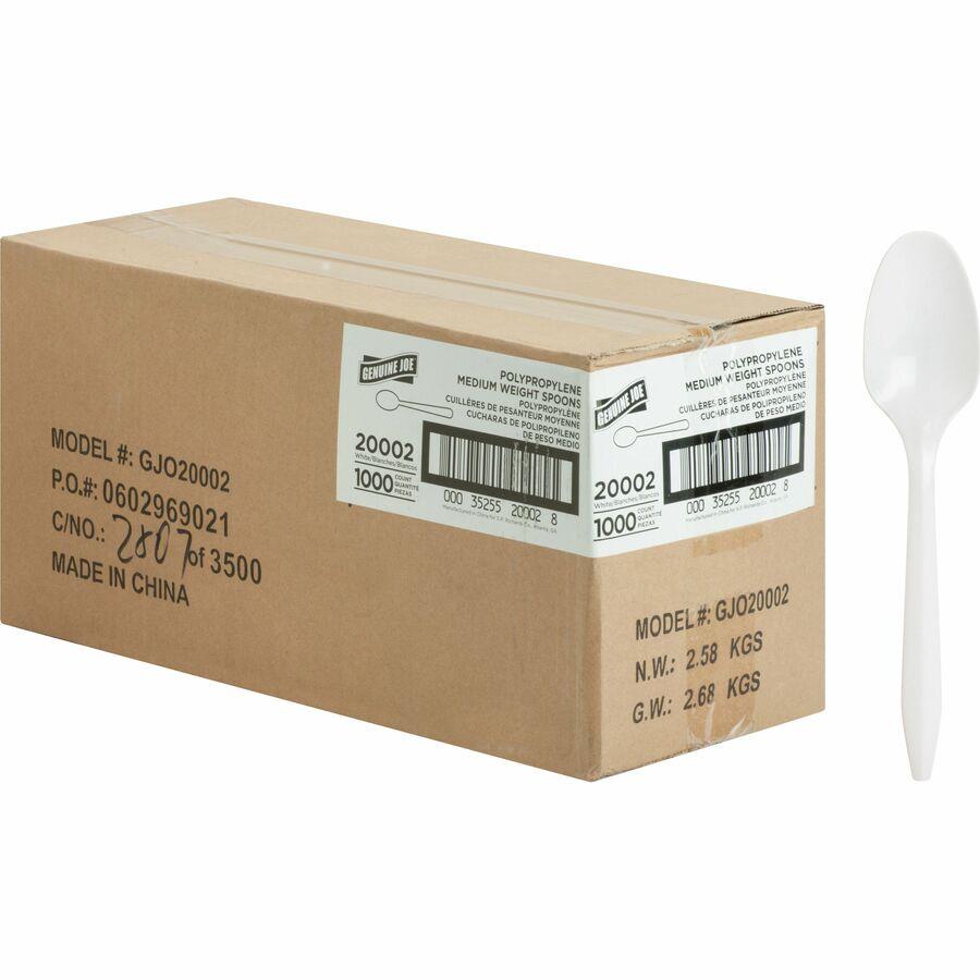 1000 Pack Plastic Tea Spoons Lightweight - White