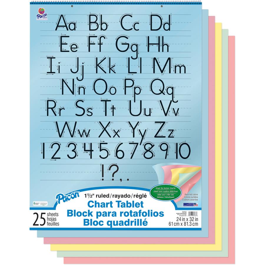 Pacon Chart Table - 70 Sheets - Glue - Ruled - 1 Ruled - Unruled