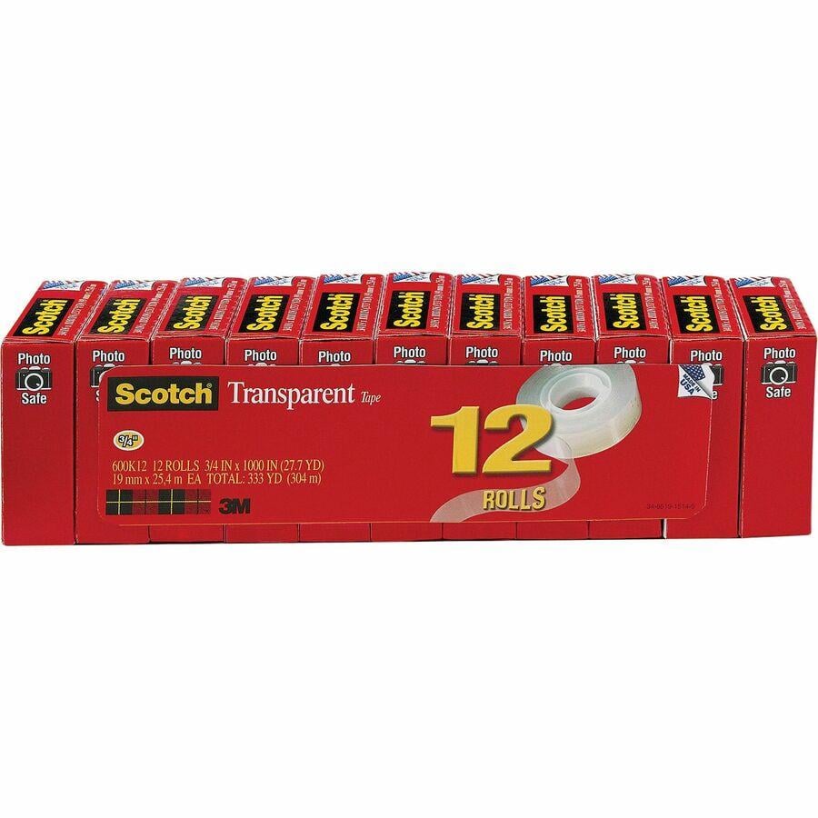 Scotch Transparent Tape - 3/4W - 27.78 yd Length x 0.75 Width - 1 Core -  12 / Pack - Clear - ICC Business Products