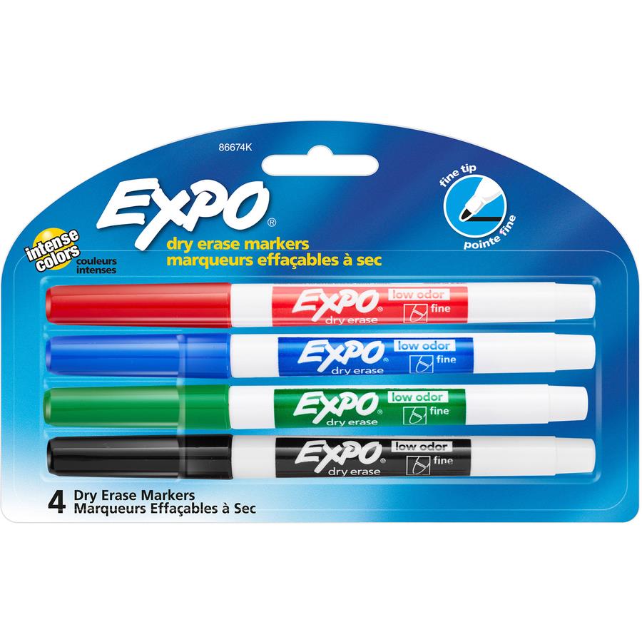 EXPO Low Odor Dry Erase Markers Ultra Fine Point Black Pack Of 4 - Office  Depot