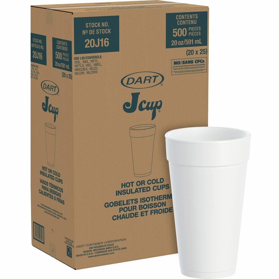 Dart Insulated Foam Cups - 20 / Bag - Round - 25 / Carton DCC24J16, DCC  24J16 - Office Supply Hut