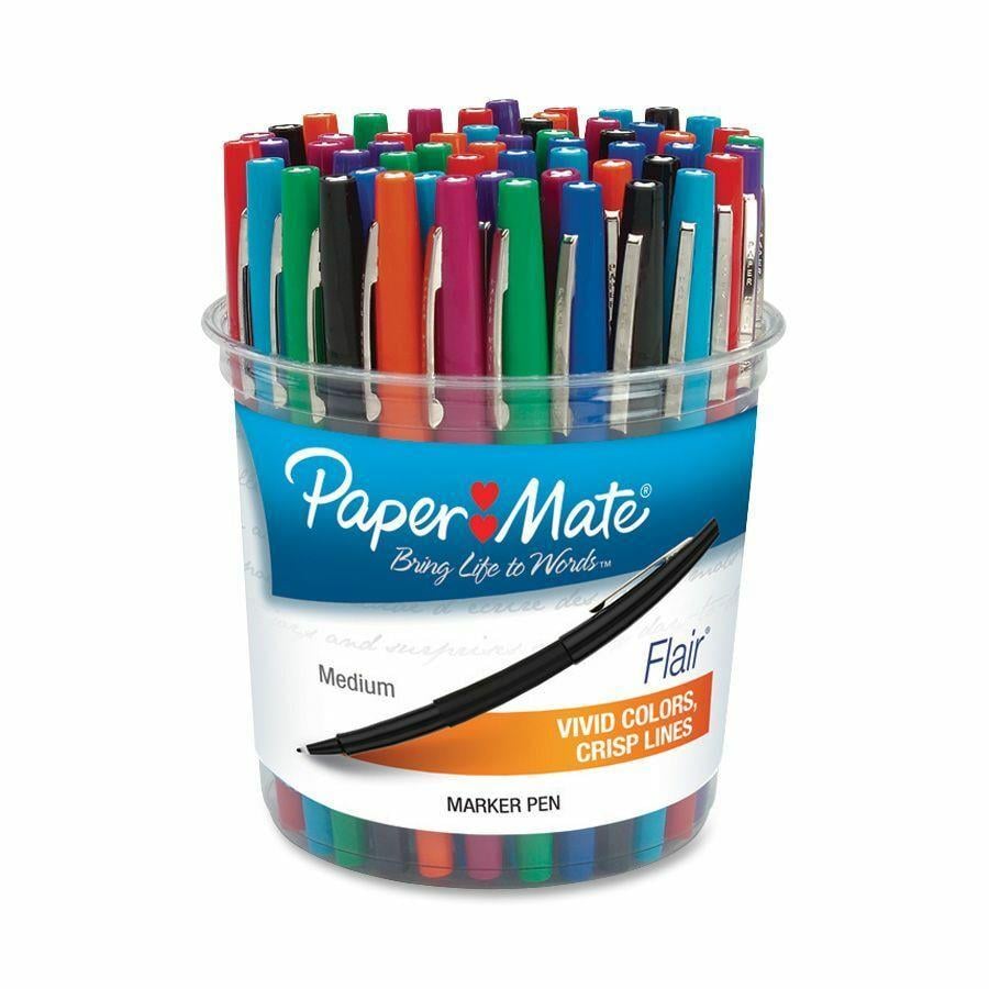 Paper Mate Flair - Medium Pen Point - Black, Purple, Blue, PAP4651