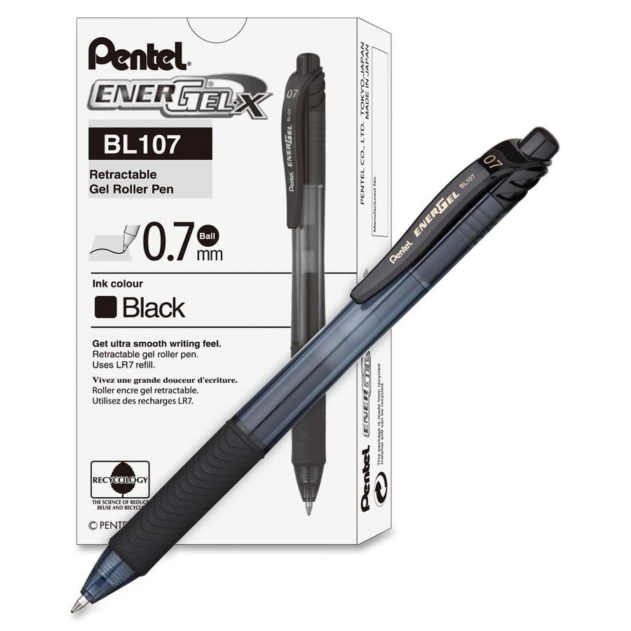 EnerGel Kuro Liquid Gel Pen, (0.7mm) Medium line, Assorted Ink 12