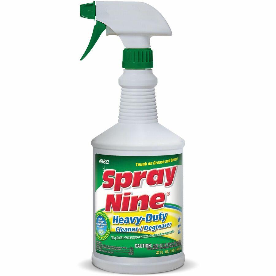 Spray Nine Heavy-Duty Cleaner/Degreaser + Disinfectant - Spray - 32 fl oz  (1 quart) - 1 Each - Clear - ICC Business Products