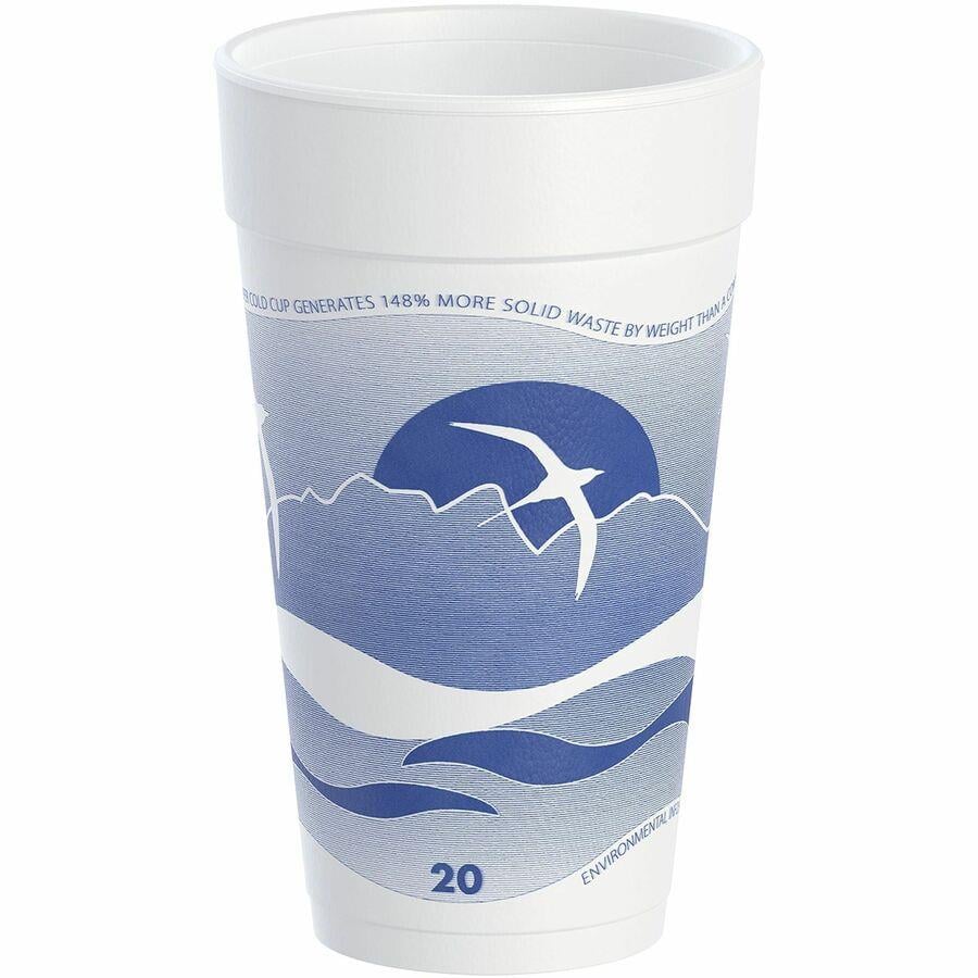 Dart Horizon Foam Cup Hot/Cold 20oz. Printed Blueberry/White 25/Bag 20/CT