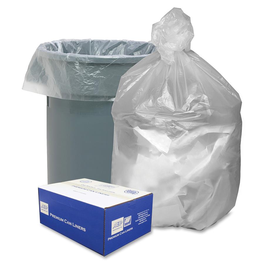 Heritage High-Density Waste Can Liners, 60 gal, 17 Mic, 38 x 60, Black, 200/Carton