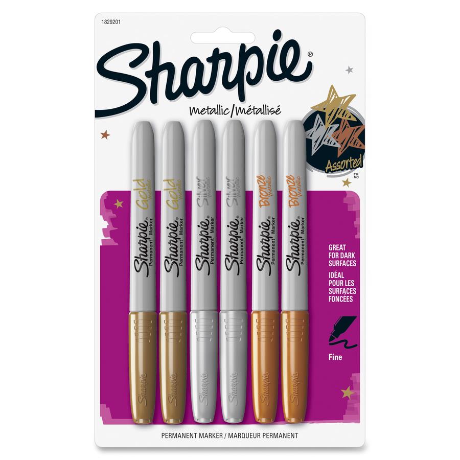 Sharpie Permanent Marker, Fine Point, Assorted Metallic - 3 markers