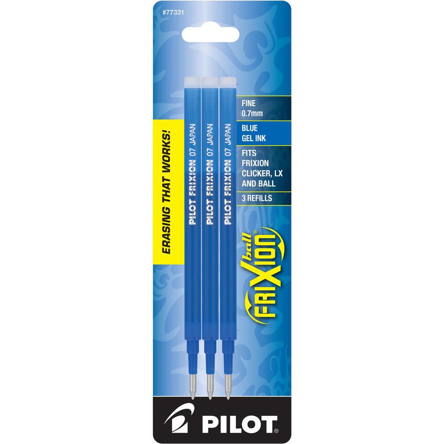Pilot FriXion Gel Ink Pen Refills - 0.70 mm, Fine Point - Blue Ink -  Eco-friendly, Wear Resistant, Tear Resistant, Erasable - 3 / Pack - ICC  Business Products