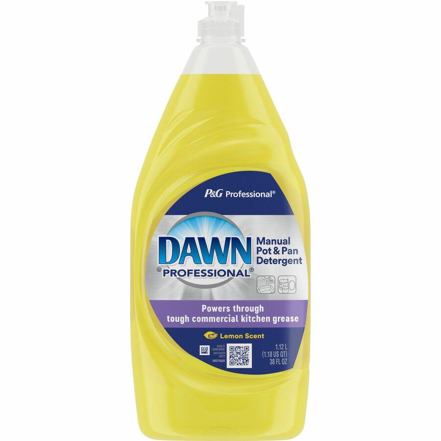 Genuine Joe Dish Detergent - For Pot - Concentrate - 38 fl oz (1.2 quart) - Lemon Scent - 8 / Carton - Heavy Duty, Durable - Yellow