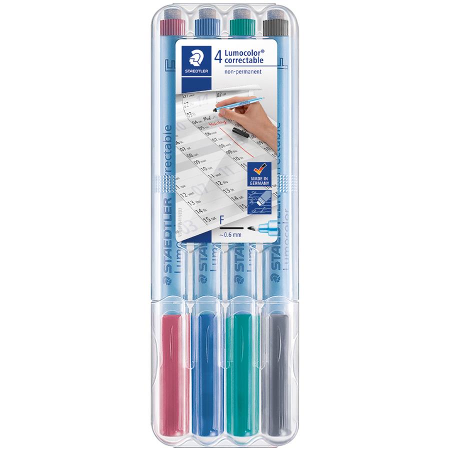 Staedtler Quick-drying Fine Point Permanent Markers - Fine Marker Point -  0.6 mm Marker Point Size - Red, Blue, Green, Black - Black Polypropylene