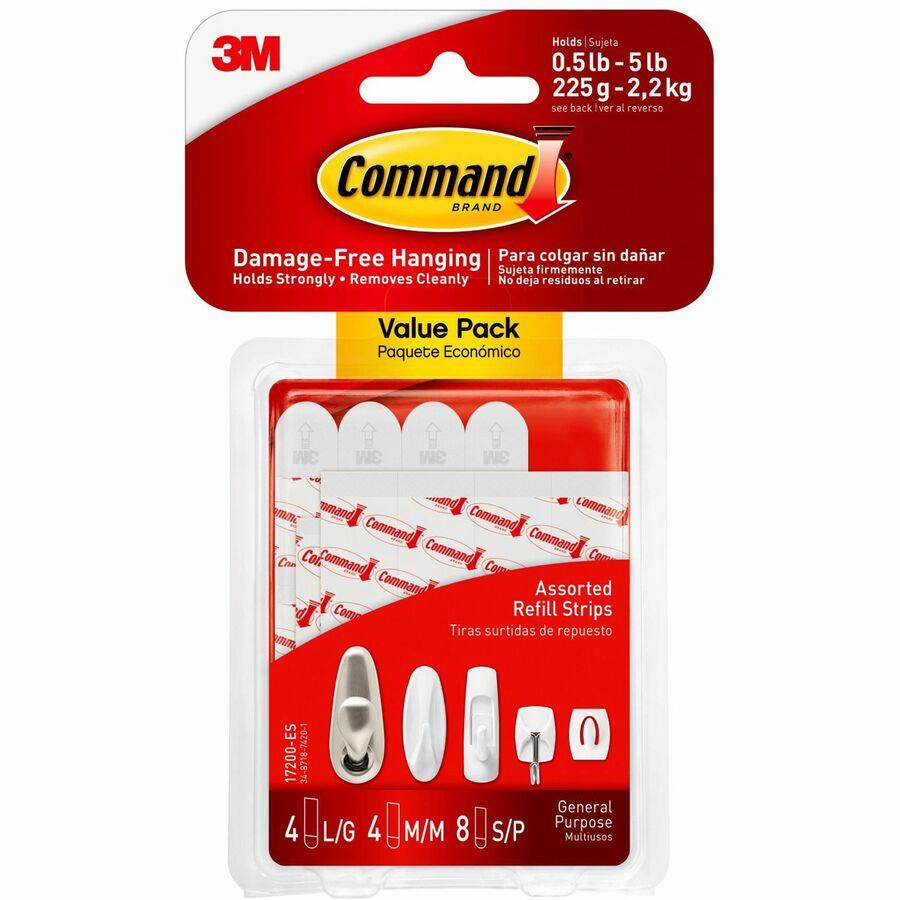 Command Medium Refill Adhesive Strips for Wall Hooks, For