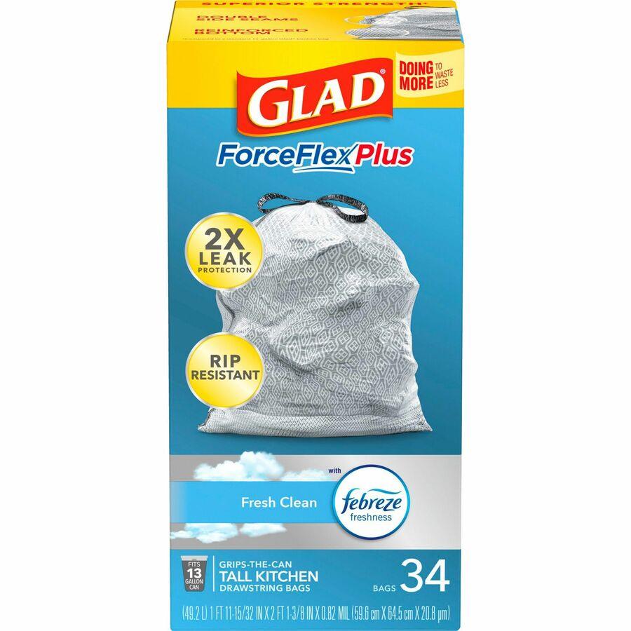 Glad Drawstring Bags, Recycling, Blue, Large, 30 Gallon - 28 bags