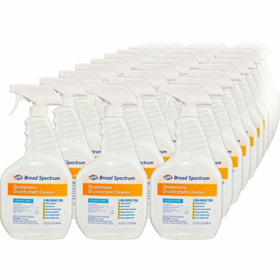 Clorox Broad-Spectrum Quaternary Disinfectant Cleaner - 32 fl oz (1 quart) - 432 / Pallet - Bleach-free, Fragrance-free, Fume-free - White