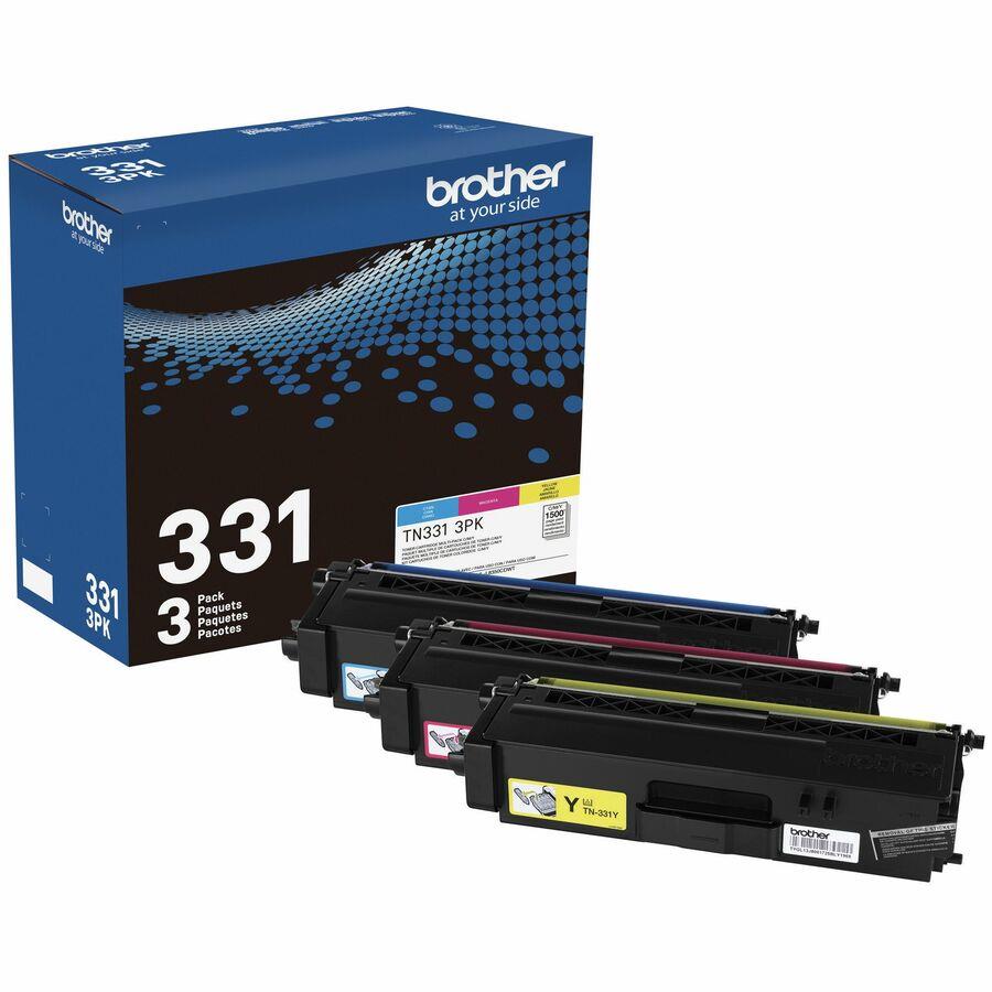 Brother Genuine Standard-Yield Color Toner Cartridge Three TN331 3PK -includes one cartridge each of Cyan, Magenta & Yellow Toner - Laser - Standard Yield - 1500 Pages Cyan, 1500 Pages Magenta,