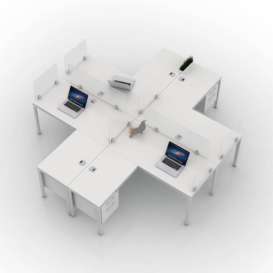 White L Shaped Desk with Drawers 66 x 66 x 29.5 - Simple System by Boss  Office Products