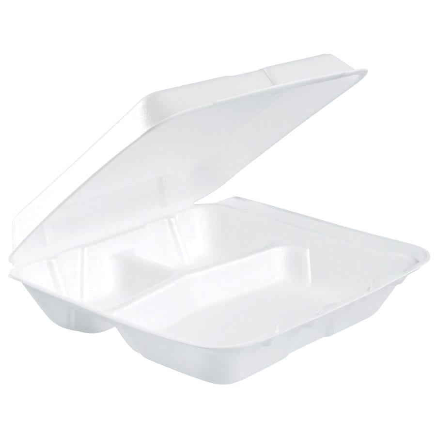 Dart Plastic Container, 3 Compartments, Hinged - 250/Case