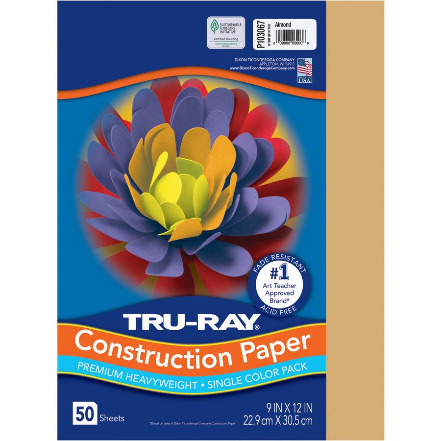 Tru-Ray Construction Paper, 76 lbs., 12 x 18, Black, 50 Sheets 