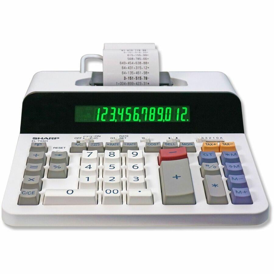 Sharp 12 Digit Thermal Printing Calculator Thermal lps LCD White  Each Office Supply Hut