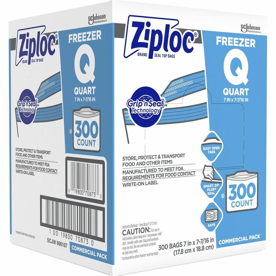 Ziploc Brand Storage Quart Bags with Grip 'n Seal Technology, 25 Count