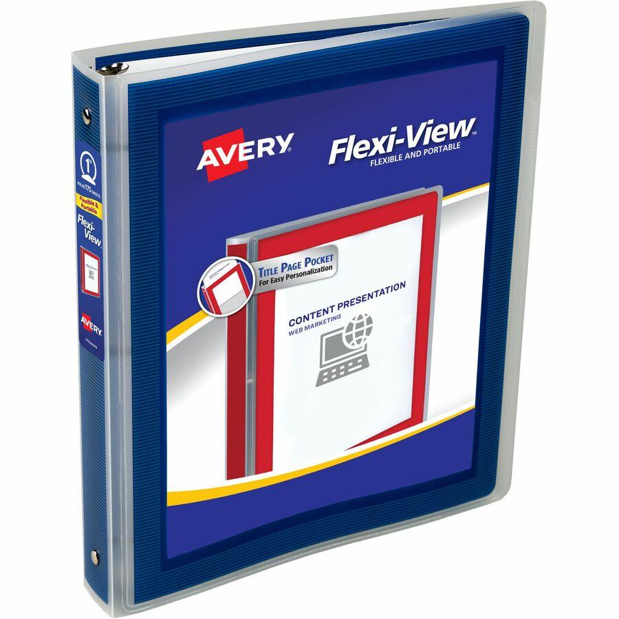 Avery® Flexi-View 3 Ring Binder, 1 Round Rings, 1 Blue Binder - 1