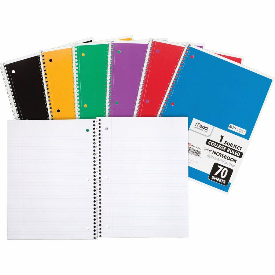 Mead One-subject Spiral Notebook - 70 Sheets - Spiral - College Ruled - 8 Mead One-subject Spiral Notebook - 70 Sheets - Spiral - College Ruled - 8