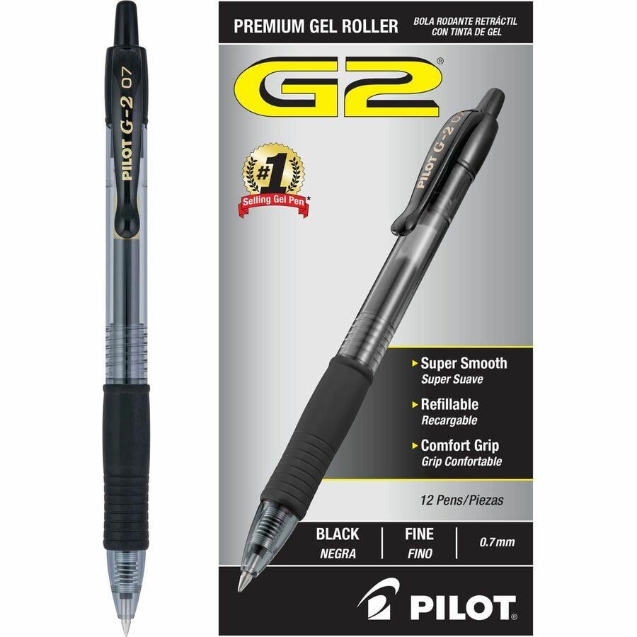 Pilot G2 Retractable Gel Ink Rollerball Pens - Fine Pen Point - 0.7 mm ...