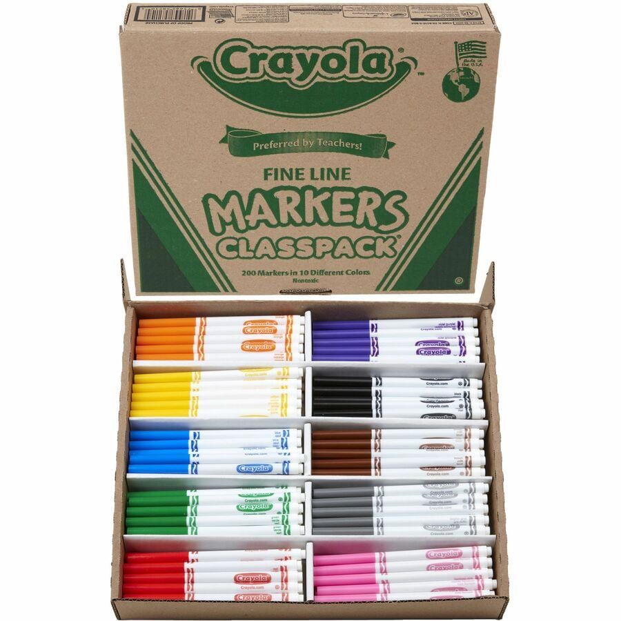 Crayola Ultra-Clean Markers, Fine Line, Assorted Colors, 12 Per