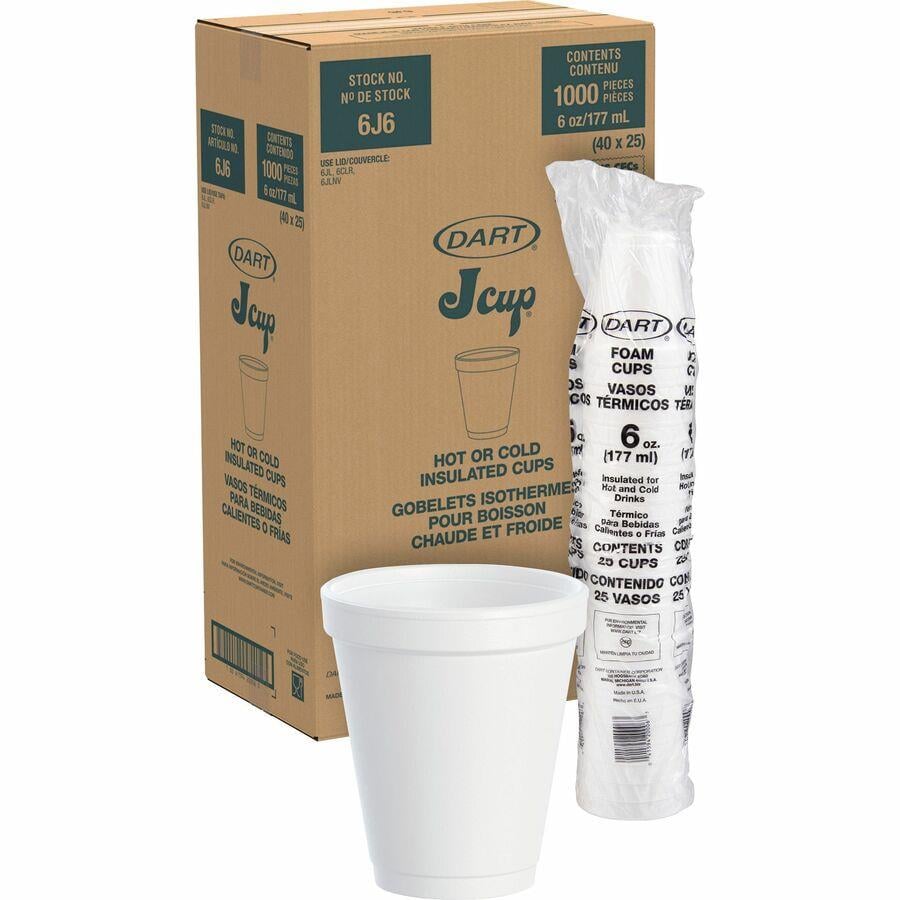 DART 8 Oz White Disposable Coffee Foam Cups Hot and Cold Drink Cup, 100  Count (Pack of 1)