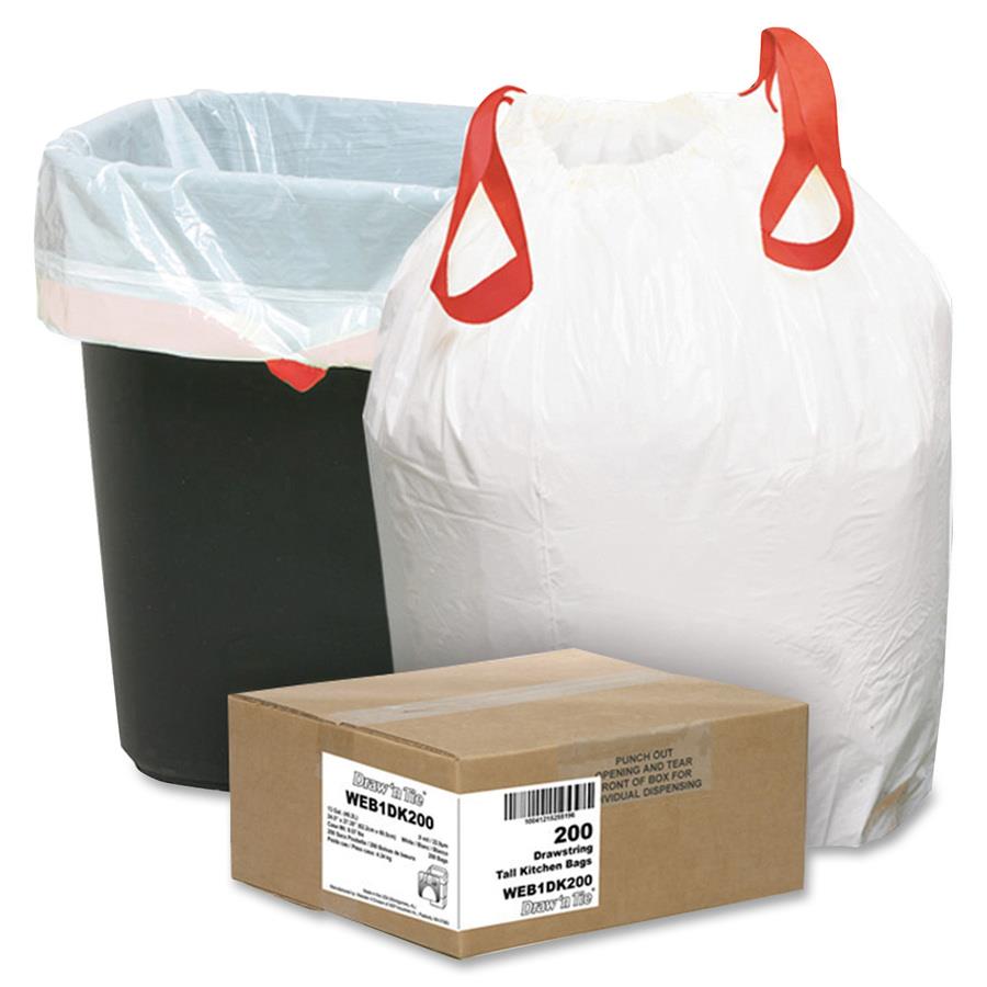Berry 13 Gallon Drawstring Trash Bags - Small Size - 13 WBI1DK200, WBI  1DK200 - Office Supply Hut