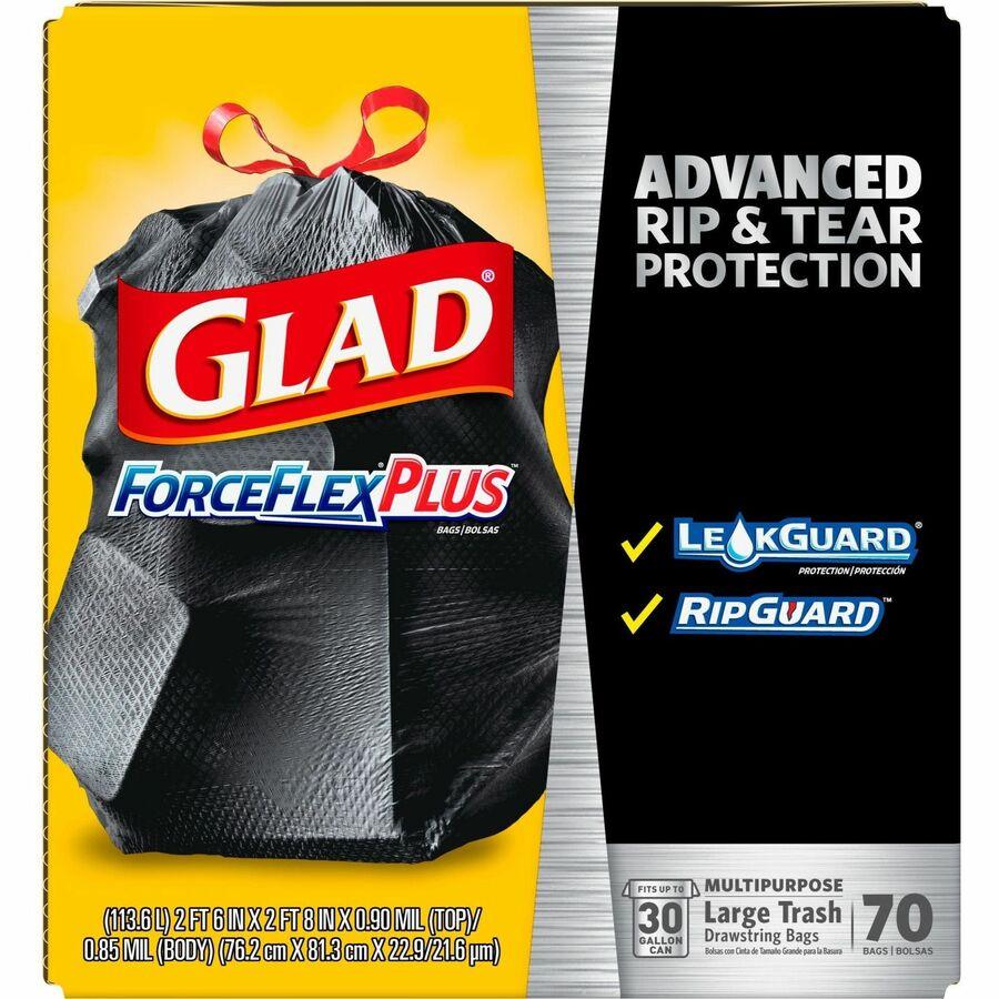 Glad Large Drawstring Trash Bags - Large Size - 30 gal Capacity - 30